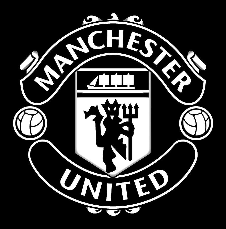 Manchester United Club Crest Monochrome Emblem on Black Background HD phone wallpaper