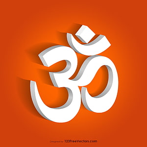 White 3D Om Symbol on Vibrant Orange Background for Hindu Spirituality HD phone wallpaper