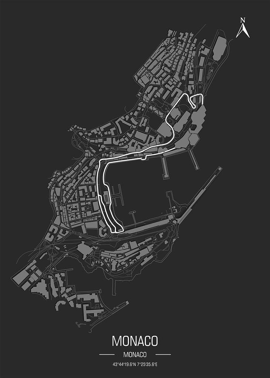 Monaco Circuit Map Art Print - Minimalist F1 Racing Track Layout Poster HD phone wallpaper