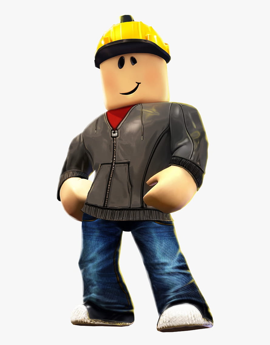 Roblox Noob Character Wearing Yellow Hard Hat and Black Jacket HD phone wallpaper