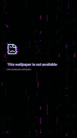 Glitch Art Error Message Wallpaper with Purple Digital Noise and Broken Text Overlay HD phone wallpaper