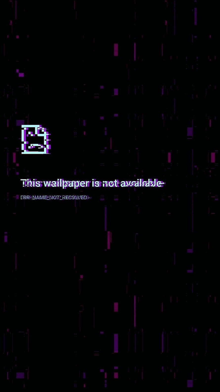 Glitch Art Error Message Wallpaper with Purple Digital Noise and Broken Text Overlay HD phone wallpaper