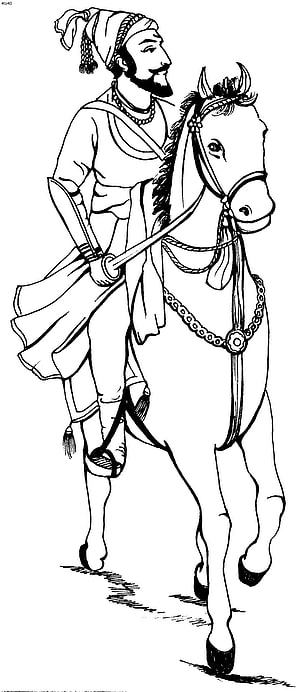 Chhatrapati Shivaji Maharaj on Horseback Line Art Sketch for Coloring HD phone wallpaper