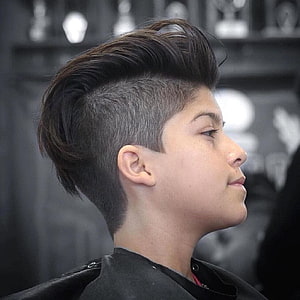 Modern Boy's Undercut Haircut with Textured Pompadour Top in Barbershop HD phone wallpaper