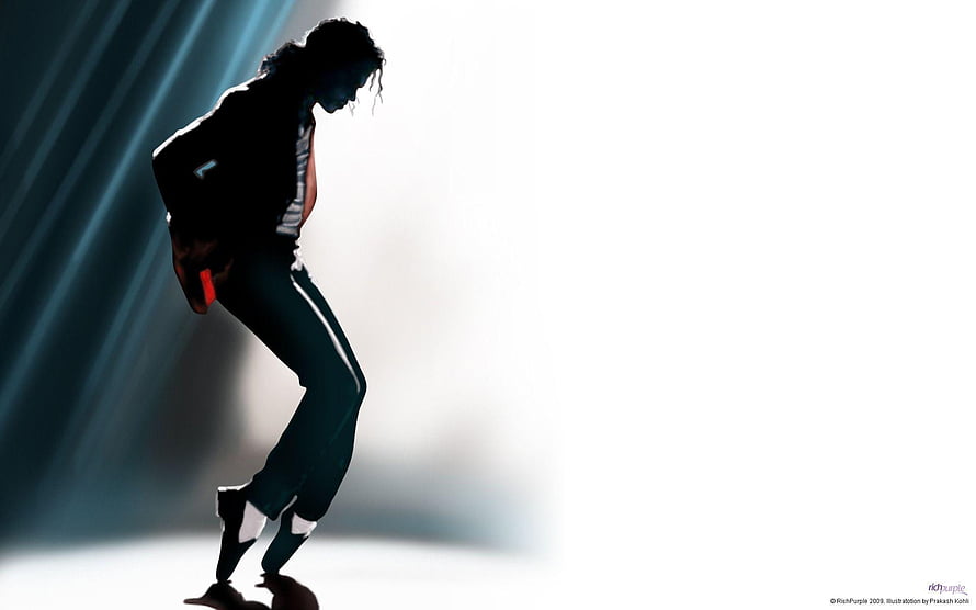 Michael Jackson Silhouette in Dynamic Dance Pose with Dramatic Stage Lighting HD wallpaper