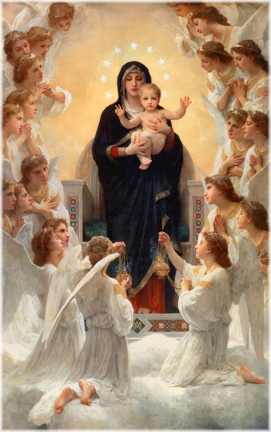 Our Lady of the Angels: Virgin Mary and Child Surrounded by Choir of Angels HD phone wallpaper