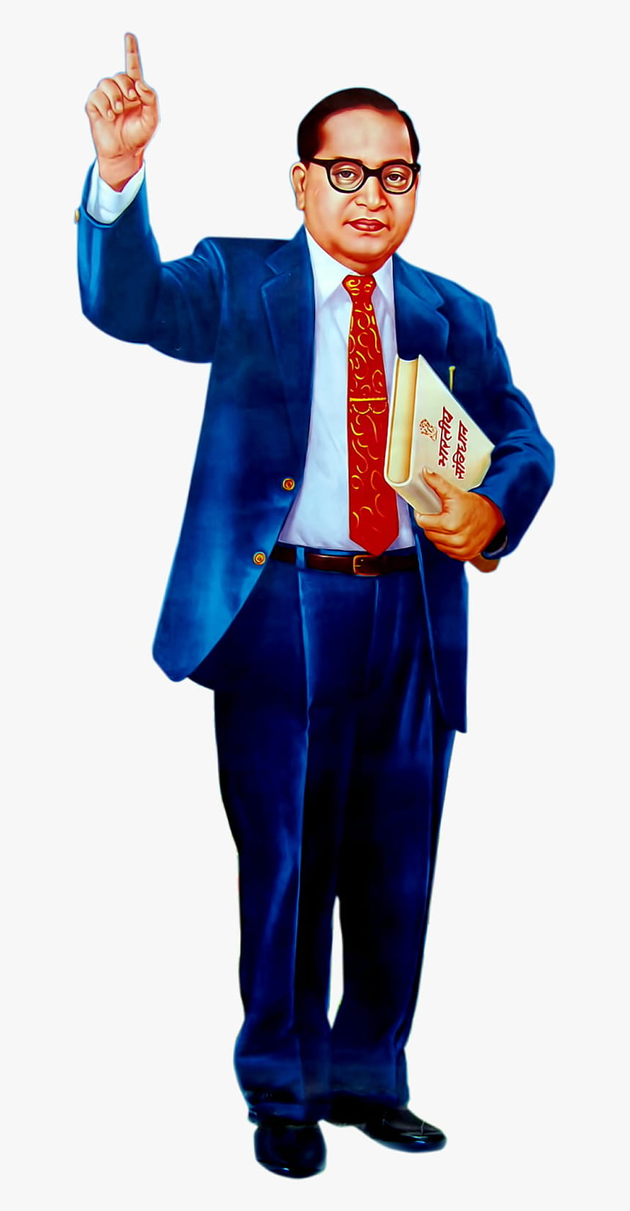 Portrait of Dr. B.R. Ambedkar Holding Constitution of India Book in Blue Suit HD phone wallpaper