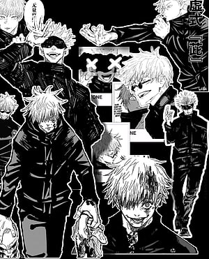 Gojo Satoru Jujutsu Kaisen Manga Artwork Collection Black And White, gojo satoru, gojo manga HD phone wallpaper