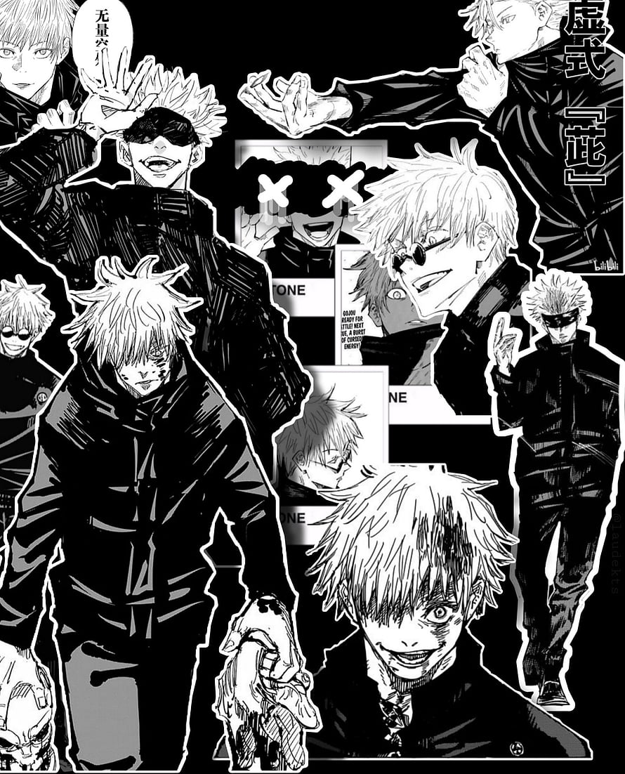 Gojo Satoru Jujutsu Kaisen Manga Artwork Collection Black And White, gojo satoru, gojo manga HD phone wallpaper