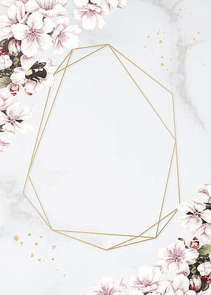 Elegant Pink Floral and Gold Geometric Frame Wallpaper HD phone wallpaper