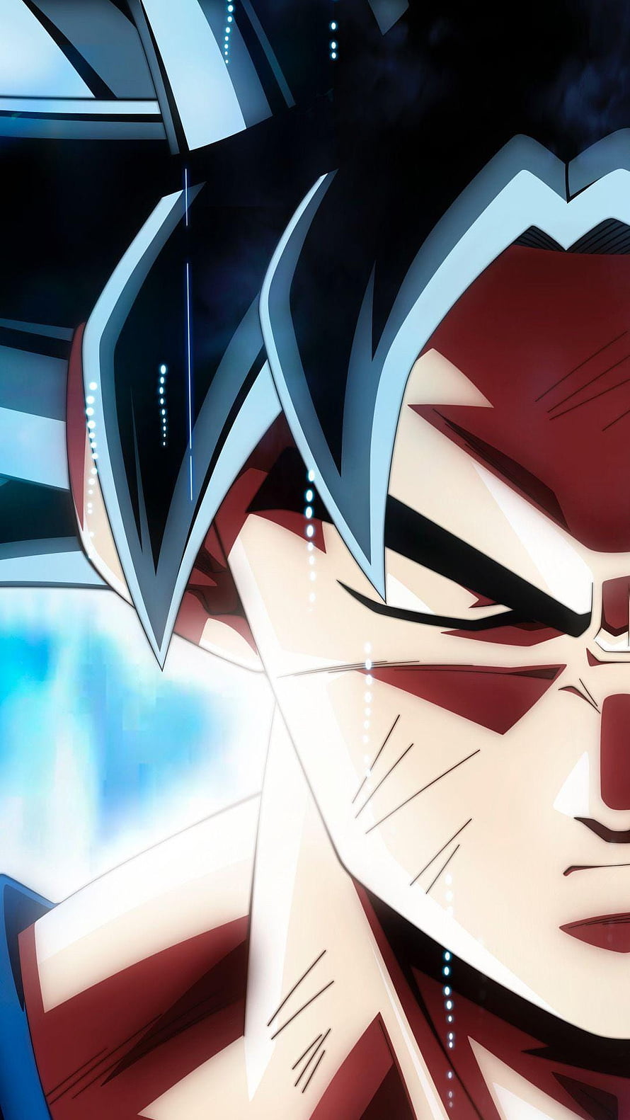 Son Goku Ultra Instinct Anime Close-Up Portrait with Silver Hair and Intense Expression HD phone wallpaper