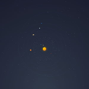 Minimalist Solar System Illustration with Planetary Orbits and Starfield HD phone wallpaper