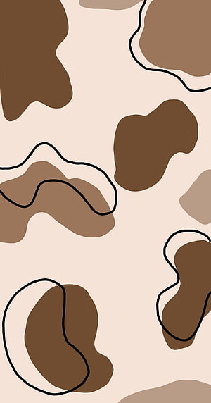 Abstract Beige and Brown Organic Shapes with Black Outlines Minimalist Pattern HD phone wallpaper