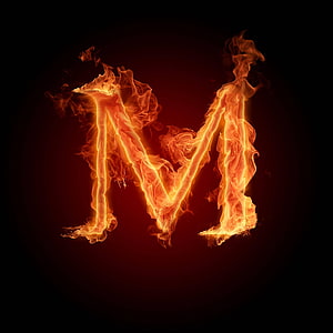 Burning Letter M in Vivid Orange Flames on a Dark Background HD phone wallpaper