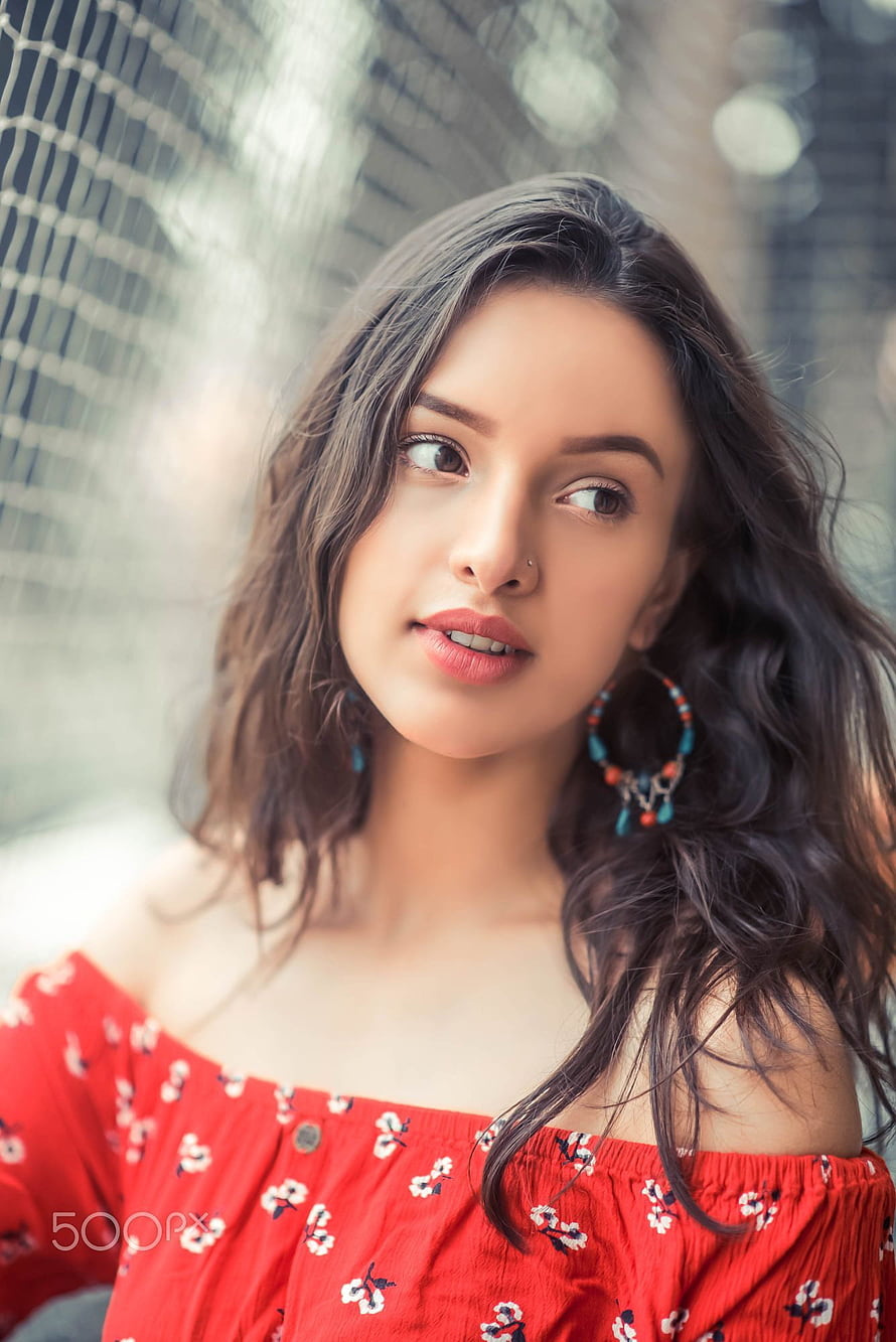 Portrait of a Woman in a Red Floral Off-Shoulder Top with Beaded Earrings, 10 .Tripti Dimri ideas, #tripti dimri HD phone wallpaper