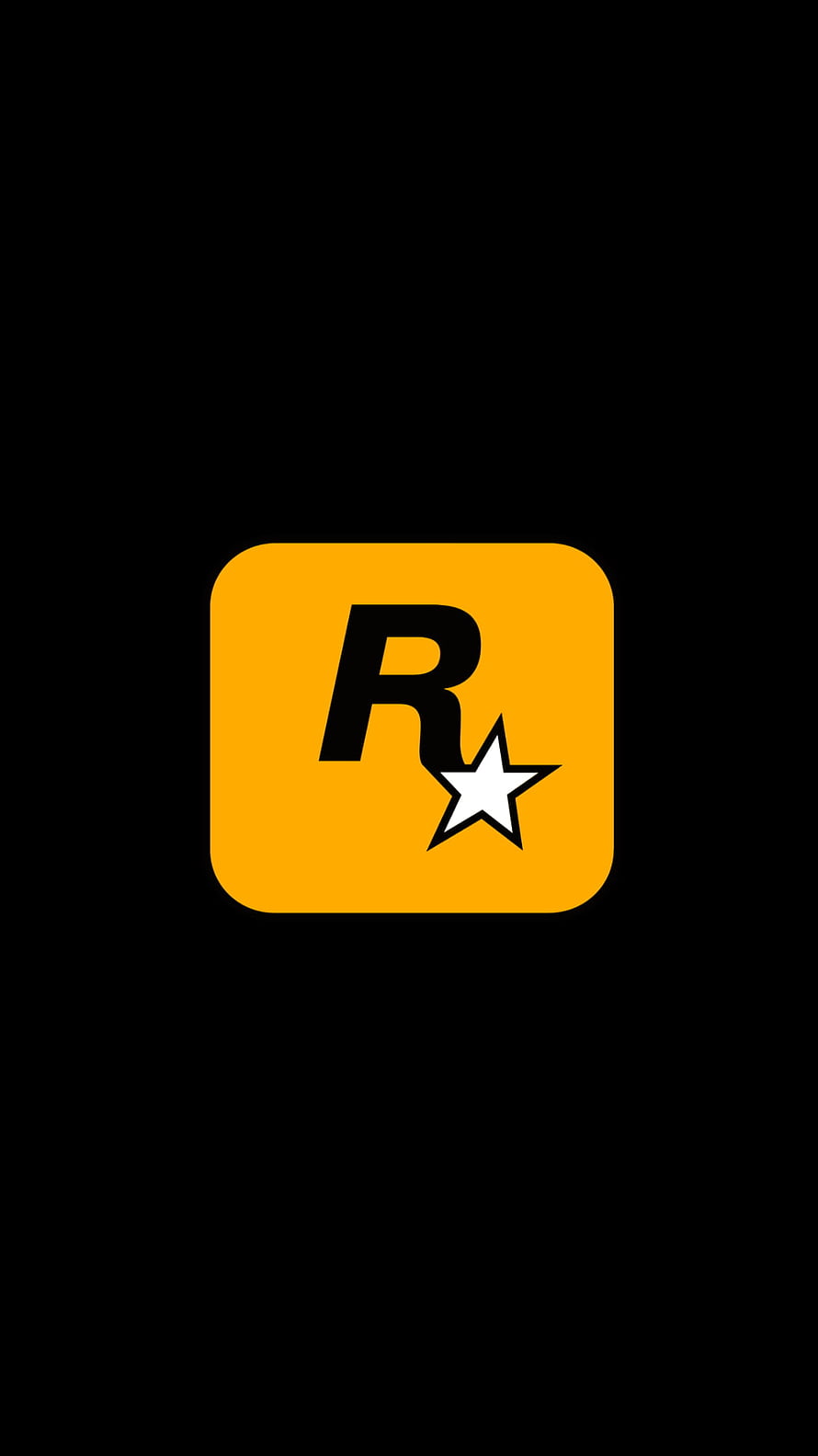 Rockstar Games Icon on Black Background with Yellow Square and Star HD phone wallpaper