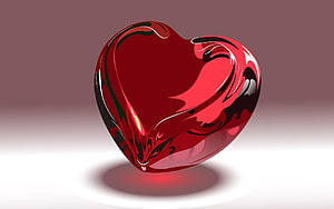 Glossy Red Heart Vector Illustration With Swirling Patterns HD wallpaper
