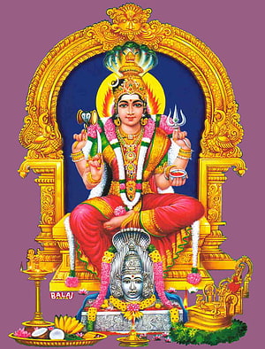Lord Ayyappa Sitting on Golden Throne with Trishul and Damru HD phone wallpaper