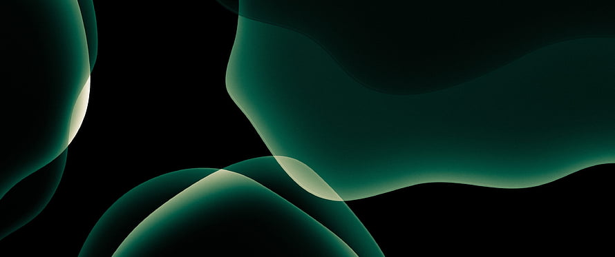 Abstract Dark Green Fluid Shapes on Black Background Minimalist Art HD wallpaper