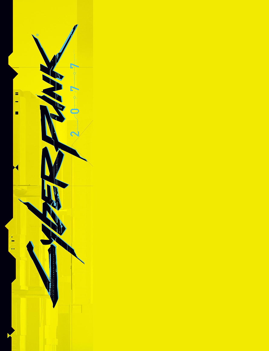 Cyberpunk 2077 Minimalist Yellow Logo Wallpaper with Futuristic Typography HD phone wallpaper