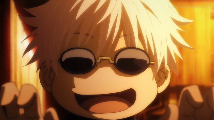 Gojo Satoru from Jujutsu Kaisen Wearing Sunglasses and Smiling in Anime Style HD wallpaper