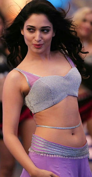 Tamannaah Bhatia in Sparkling Lavender Stage Outfit with Rhinestone Crop Top HD phone wallpaper