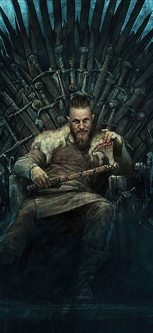 Tormund Giantsbane Sitting on the Iron Throne with a Bloody Axe HD phone wallpaper