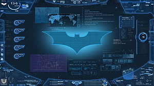 Batcomputer Interface with Gotham City Map and System Diagnostics HD wallpaper