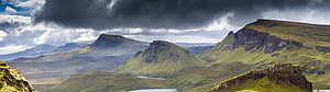 Dramatic Green Mountains and Stormy Sky Landscape Wallpaper HD wallpaper