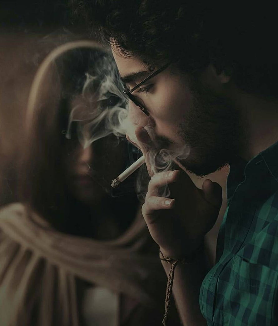 Moody Portrait of Man Smoking with Woman in Background, Pin on Cute couples, sad boy smoking HD phone wallpaper