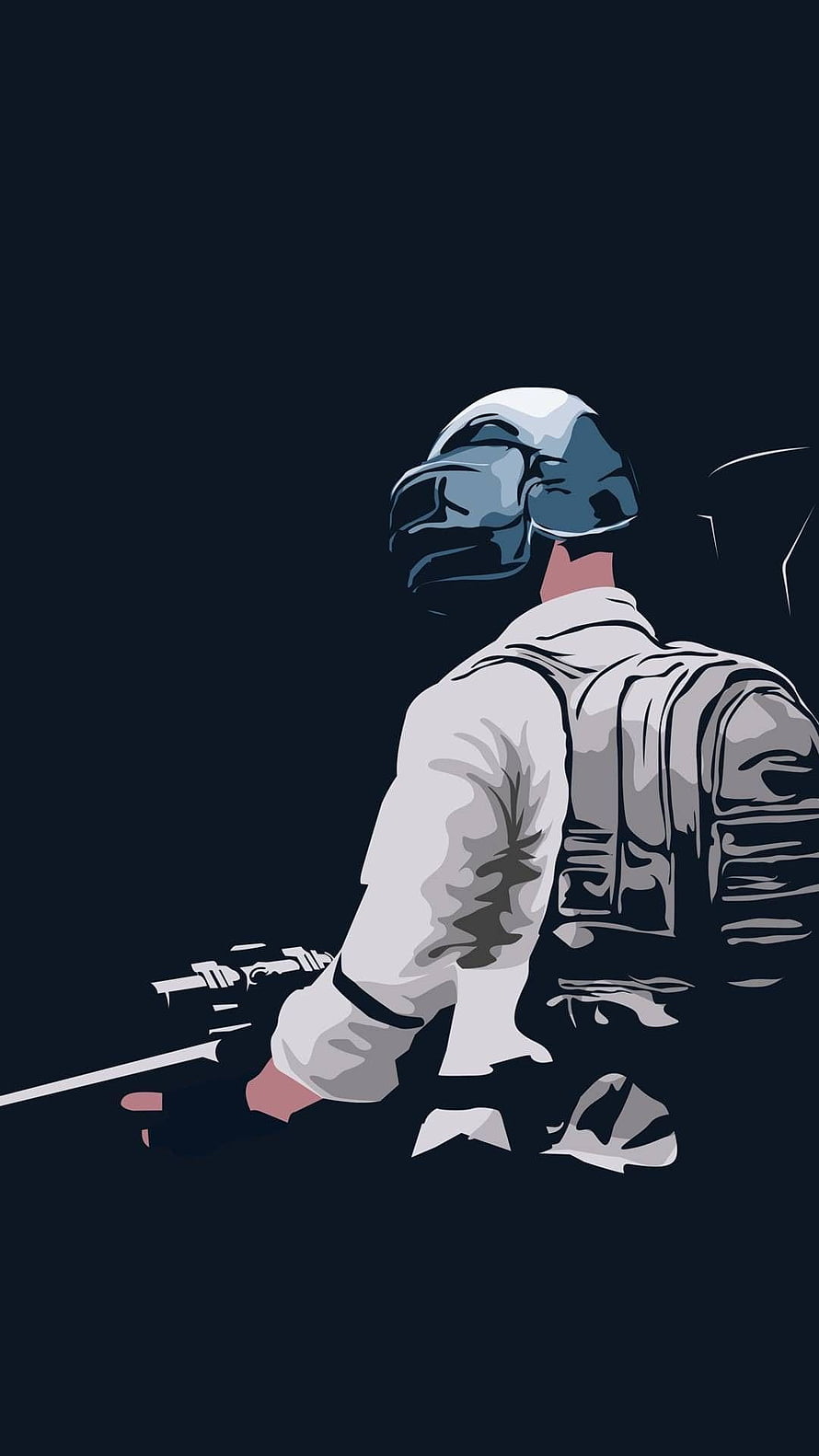 Minimalist Vector Art of a Tactical Soldier with Helmet and Rifle HD phone wallpaper