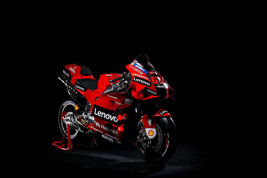 Ducati Lenovo MotoGP 2022 Racing Motorcycle on Black Background HD wallpaper