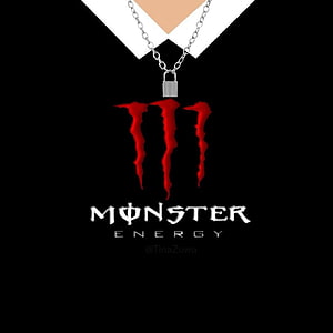 Monster Energy Logo With Silver Padlock Necklace On Black Background HD phone wallpaper