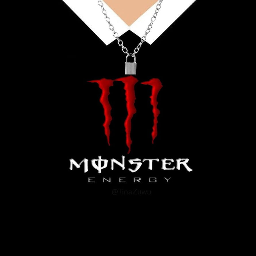 Monster Energy Logo With Silver Padlock Necklace On Black Background HD phone wallpaper