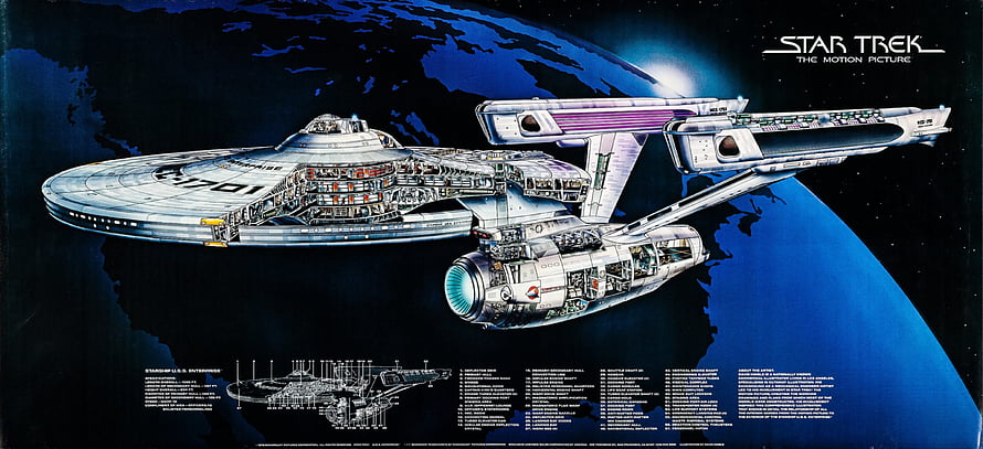 Star Trek The Motion Picture USS Enterprise Cutaway Blueprint with Deck Plans HD wallpaper