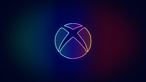 Glowing Neon Xbox Logo on Dark Gradient Background HD wallpaper