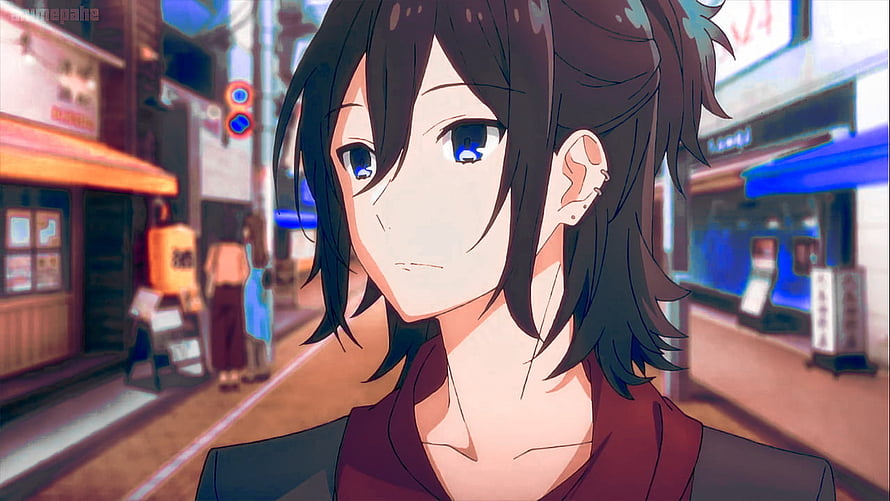 Miyamura Izumi Anime Character Portrait in Urban Street Setting HD wallpaper