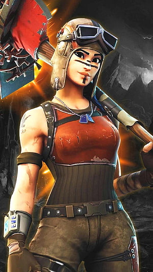 Fortnite Renegade Raider Character Art with Goggles and Battle Axe HD phone wallpaper