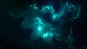 Astrum Nebula Deep Space Wallpaper Featuring Glowing Turquoise Cosmic Clouds and Distant Stars HD wallpaper