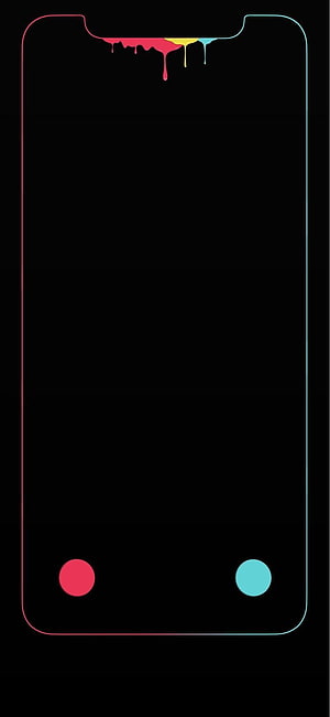 Minimalist Smartphone Outline With Dripping Neon Paint And Colorful Circles On Black Background HD phone wallpaper