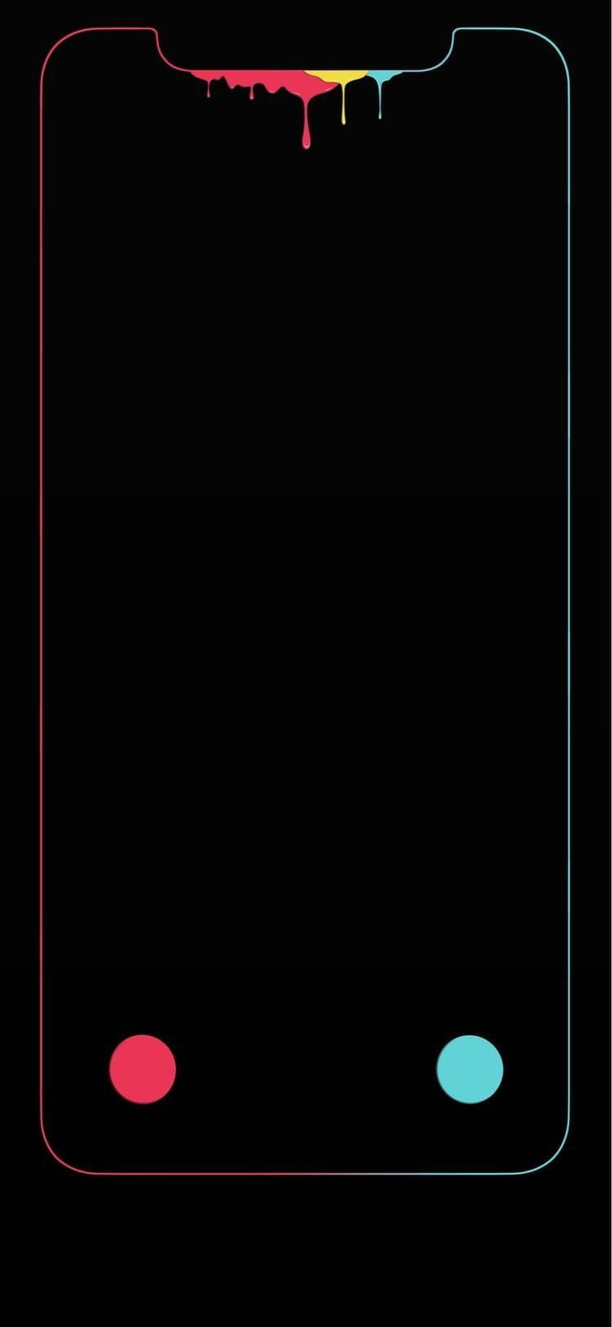 Minimalist Smartphone Outline With Dripping Neon Paint And Colorful Circles On Black Background HD phone wallpaper