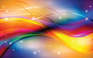 Vibrant Abstract Rainbow Waves With Glowing Sparkles And Colorful Gradient Background HD wallpaper
