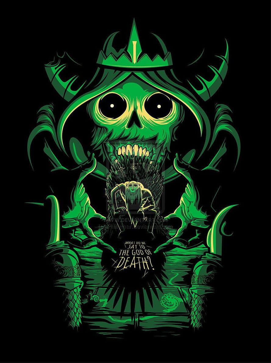 Green Skull King Throne Fantasy Illustration with Dark Gothic Art Style HD phone wallpaper