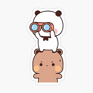 Cute Panda and Bear Sticker with Binoculars HD phone wallpaper