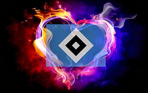 Hamburger SV Club Crest Framed by Vibrant Neon Smoke and Fiery Abstract Energy HD wallpaper