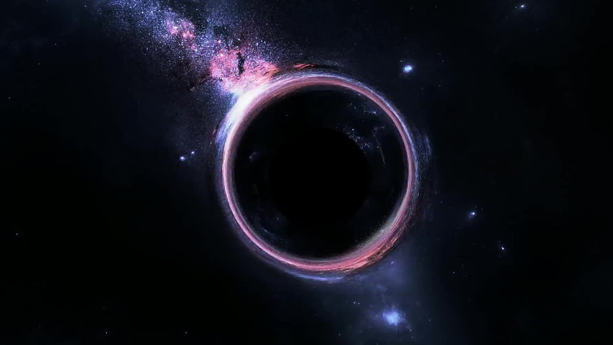 Majestic Black Hole with Glowing Accretion Disk in Deep Space HD wallpaper