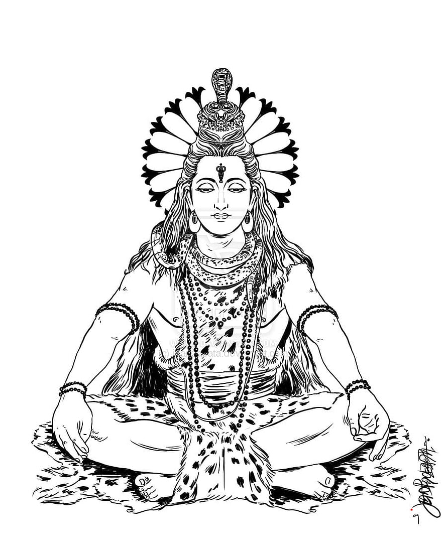 Lord Shiva Meditating in Lotus Pose with Serpent Crown and Rudraksha Beads HD phone wallpaper