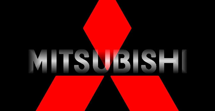 Mitsubishi Three Red Diamonds Emblem on Black Background HD wallpaper