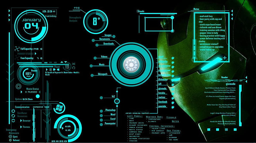 Iron Man JARVIS Futuristic Holographic Interface with Green Robot Head, Turn Your Laptop Into JARVIS From Iron Man !, hacker laptop HD wallpaper