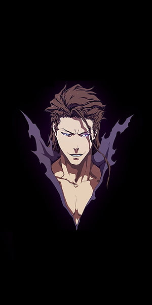 Sosuke Aizen Anime Character Portrait With Purple Aura And Dark Background HD phone wallpaper